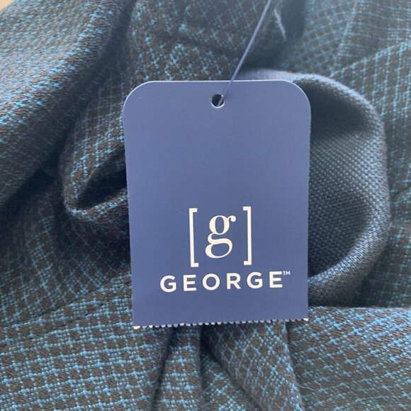 George Mens L 42-44 Jersey Polo Shirt Short Sleeve NWT Black Teal Patterned - Picture 8 of 11